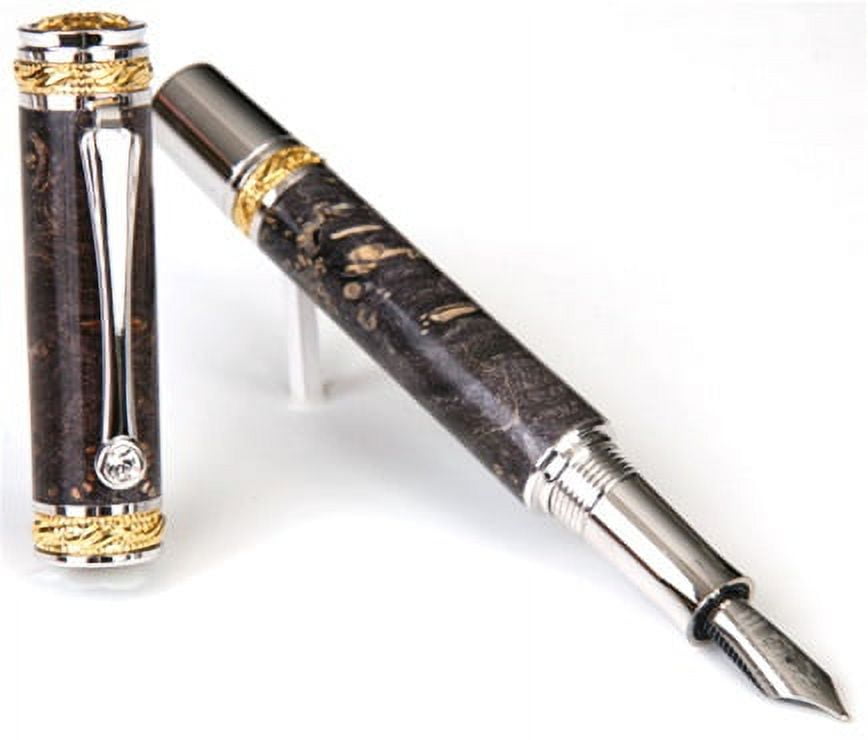 Majestic Fountain Pen - Gray & Black Maple Burl