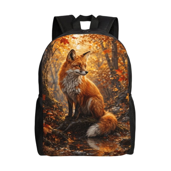 Majestic Fox Backpack Full Front Print Travel Laptop Bag for Men and Women