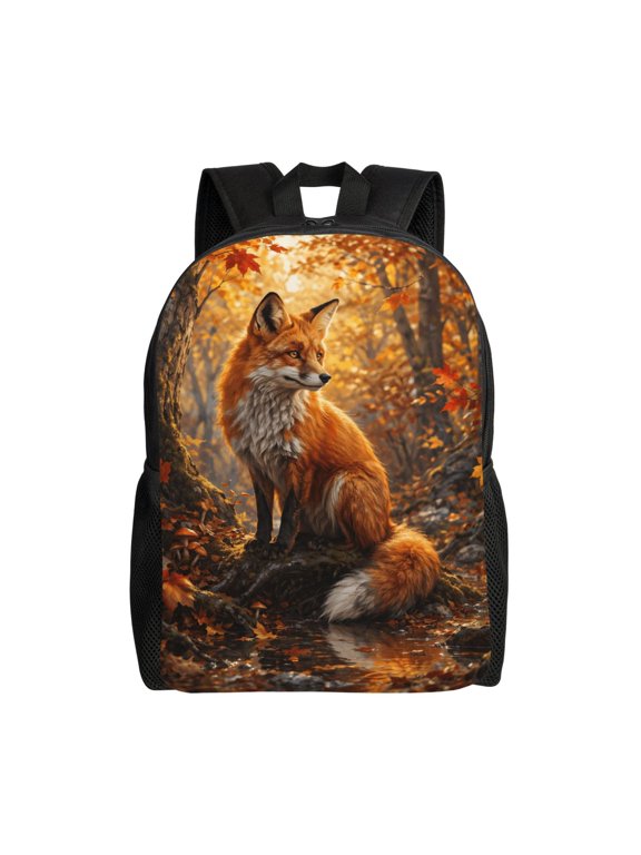 Majestic Fox Backpack Full Front Print Travel Laptop Bag for Men and Women