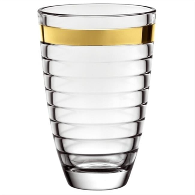 Elegant Gold Band Clear Glass Table Vase