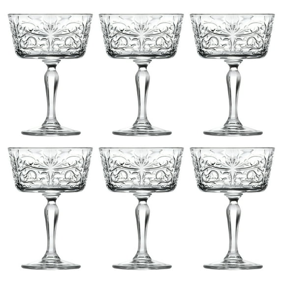 Majestic Gifts Inc.  Crystal Champagne Goblet Set/6 w/ Textured Design- 9oz. -Made in Europe