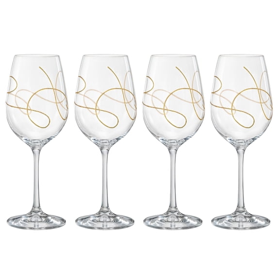 Majestic Gifts Inc. European Wine Glasses-Gold String Design S/4-16oz