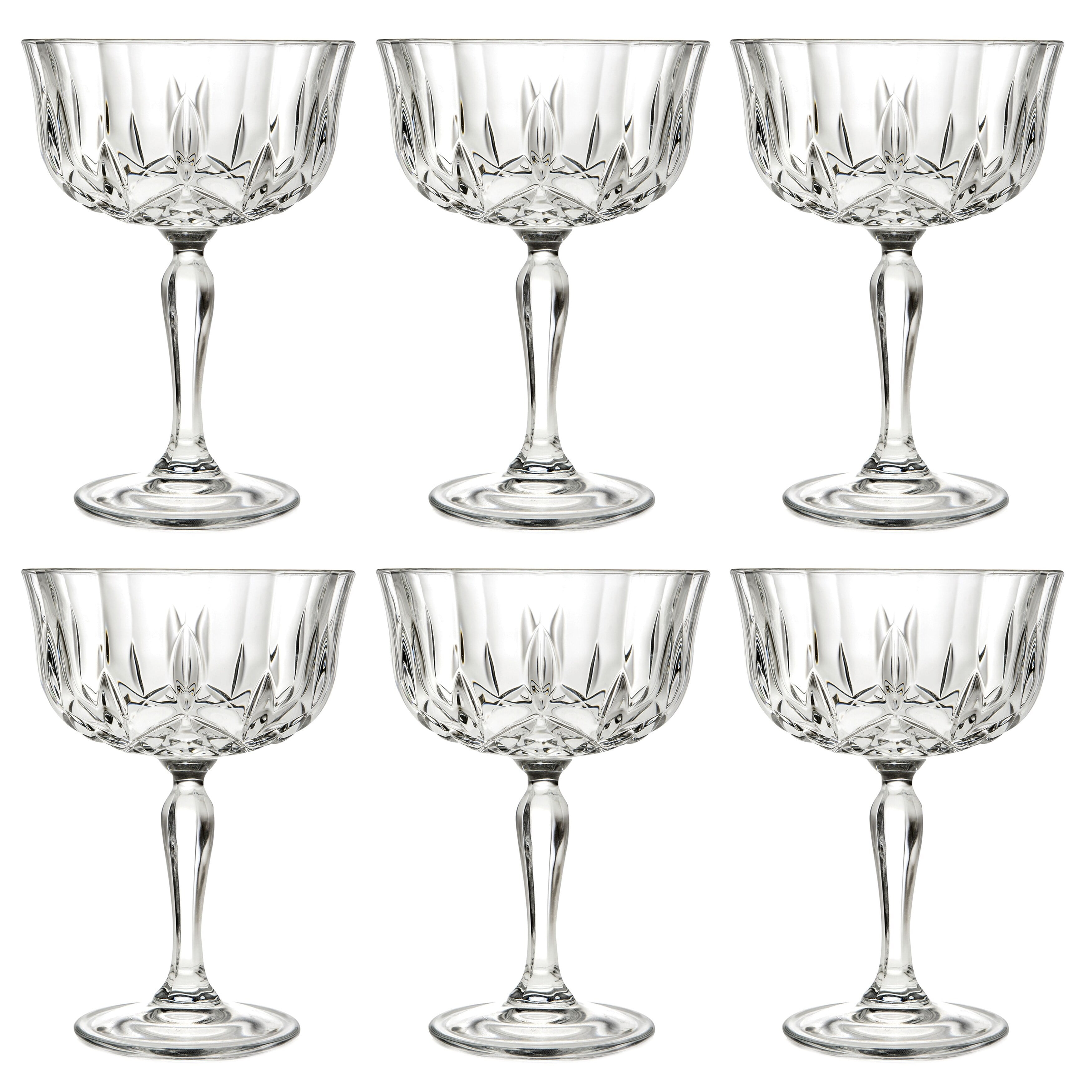 Elegant Clear Crystal Glass Flutes Set of 6