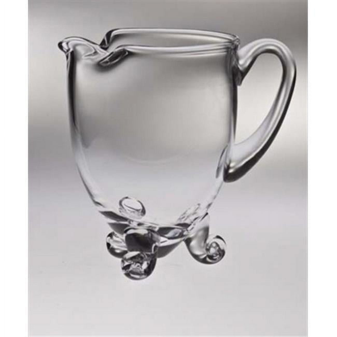 Elegant Clear Glass Footed Pitcher with Handle and Ice Lip