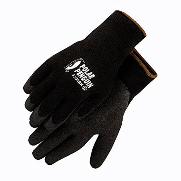 Majestic Glove 3396BK/10 Industrial Gloves, Rubber Palm, Winter, Knit, Large, Black (Pack of 12)