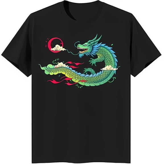 Majestic Green Graphic on Black T-Shirt Bold & Unique Style