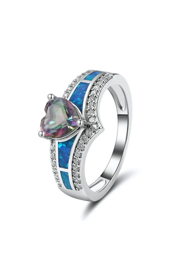 Majestic Heart Engagement or Promise Ring Created Fire Opal for Women Ginger Lyne
