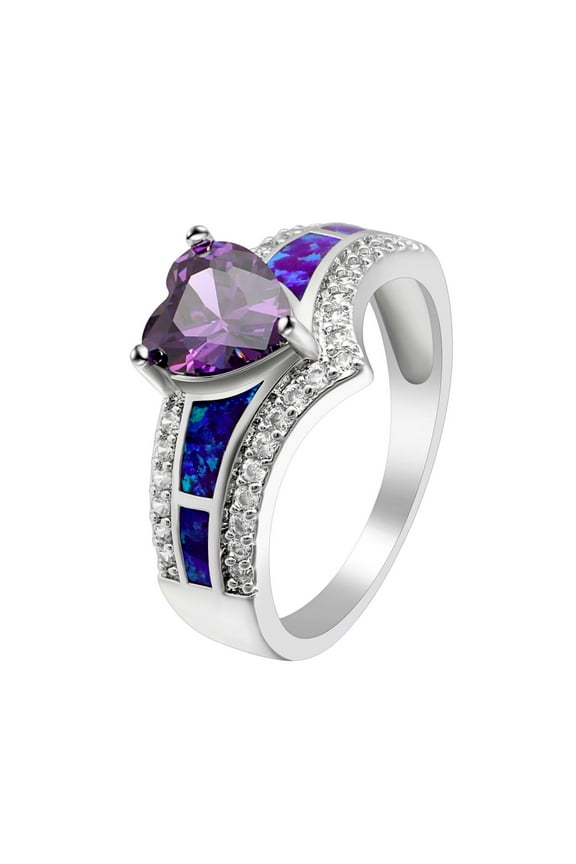 Majestic Heart Engagement or Promise Ring Created Fire Opal for Women Ginger Lyne