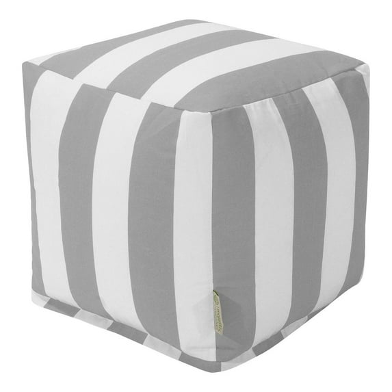 Majestic Home Goods Cube Pouf Vertical Stripe Gray