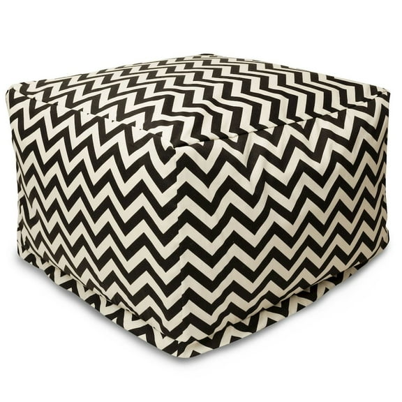 Majestic Home Goods Ottoman Pouf Chevron Black