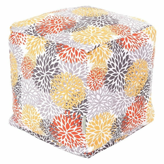 Majestic Home Goods Cube Pouf Blooms Citrus