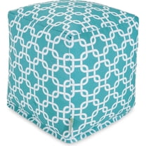 Majestic Home Goods 85907236034 Links Indoor/Outdoor Stuffed Cube-Bean Bag Floor Foot Rest – Sitting Pouf Chair for Living Room – Nursery Pillow Ottoman, 17" L x 17" W x 17" H, Teal