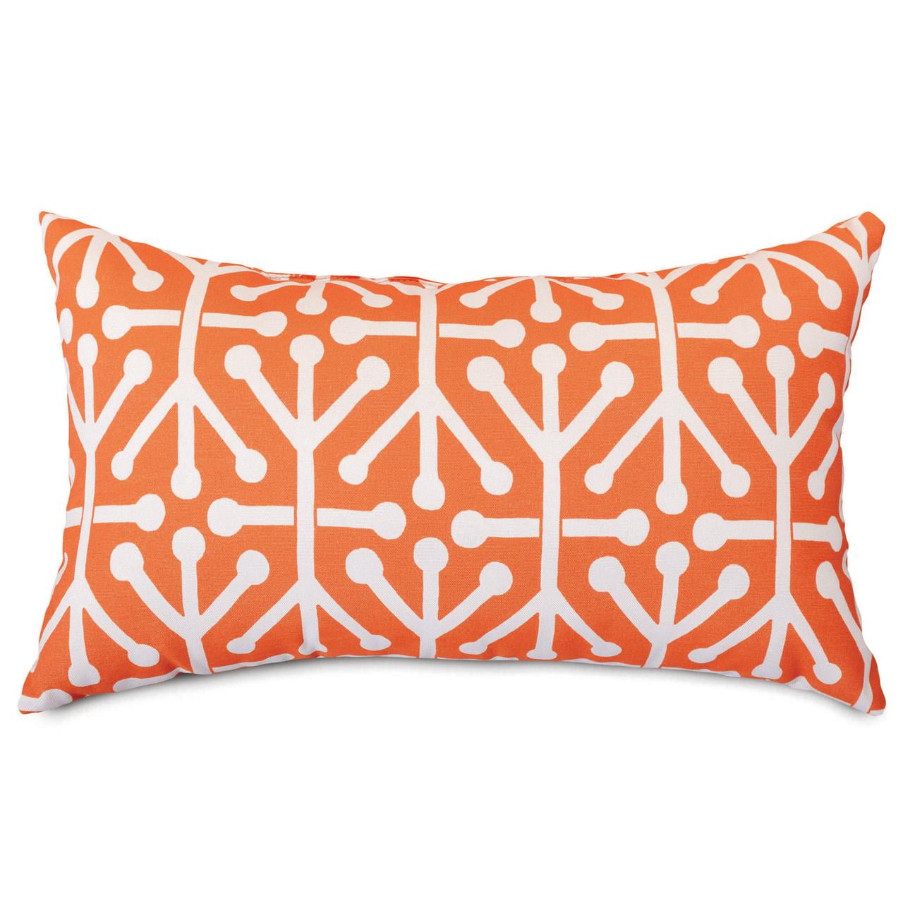 Orange and White Geometric Indoor/Outdoor Rectangular Pillow