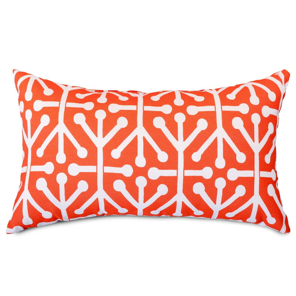 Orange and White Geometric Indoor/Outdoor Rectangular Pillow
