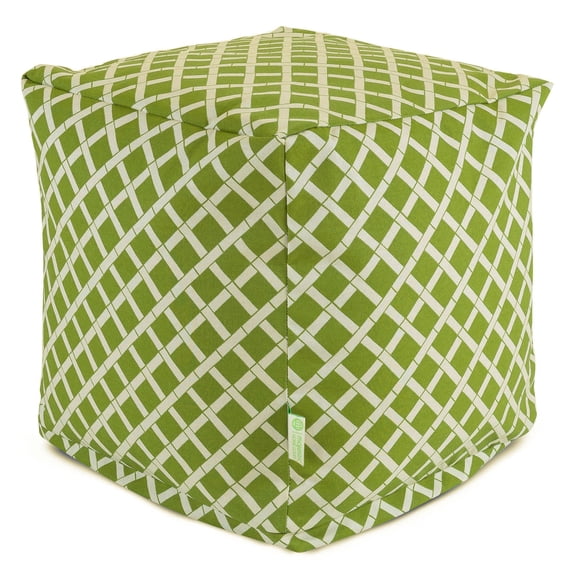 Majestic Home Goods Bamboo Indoor / Outdoor Fabric Cube Pouf