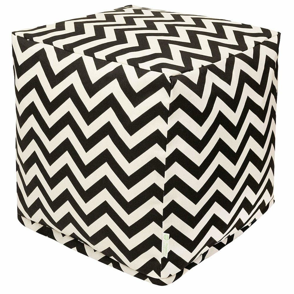 Black and White Chevron Indoor/Outdoor Pouf Cube
