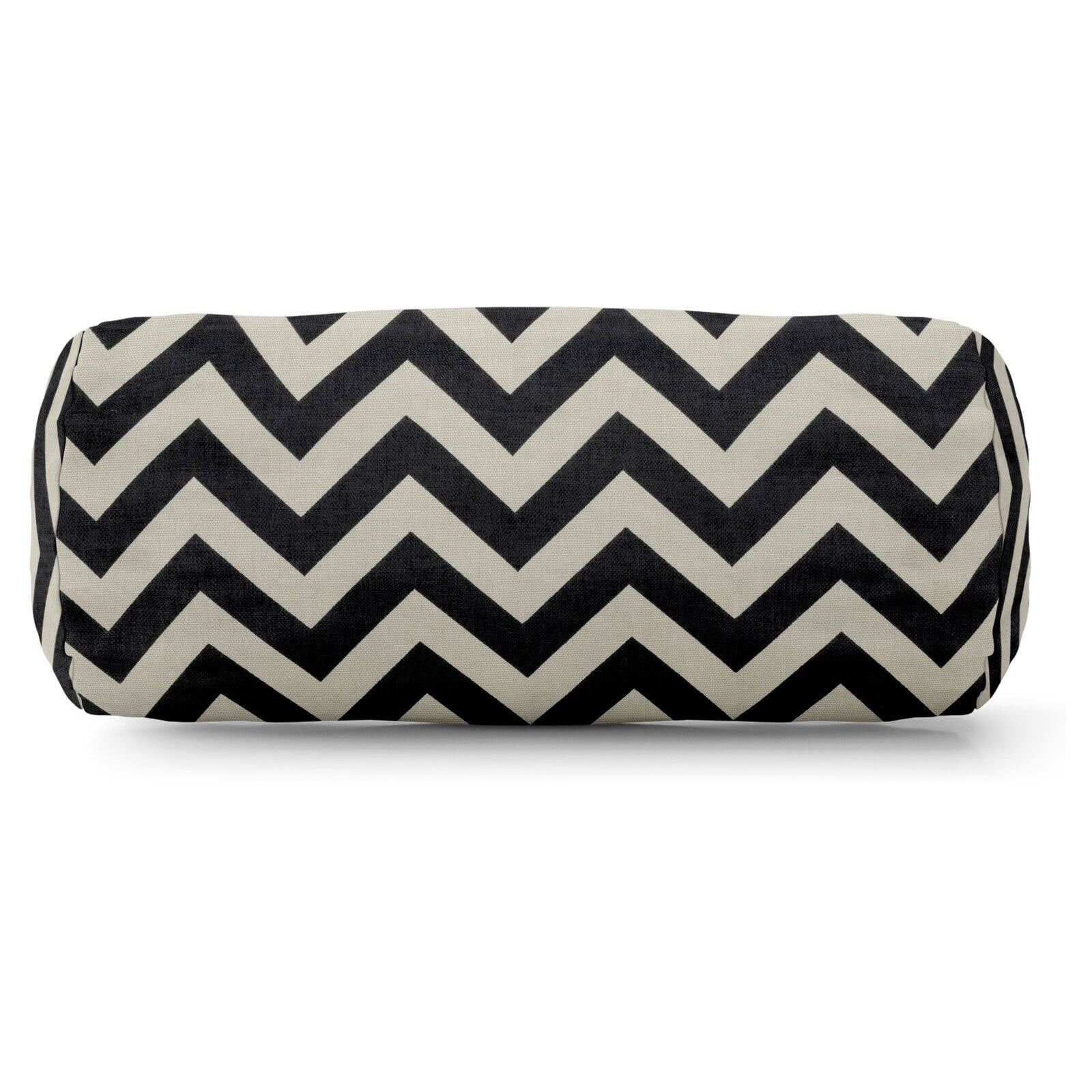 Black and White Chevron Pattern Round Bolster Pillow