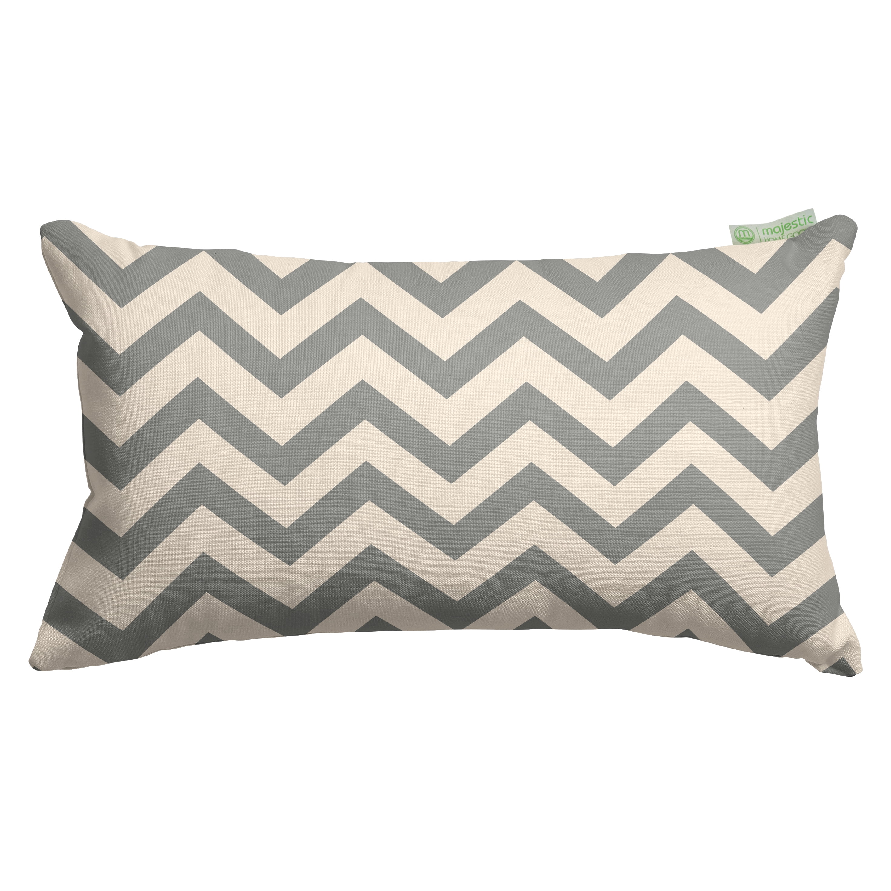 Gray and Off-White Chevron Rectangular Outdoor Throw Pillow