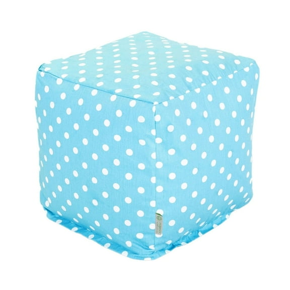 Majestic Home Goods Decorative Aquamarine Small Polka Dot Small Cube Ottoman