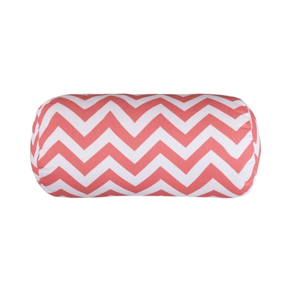 Majestic Home Goods Decorative Coral Chevron Round Bolster Pillow