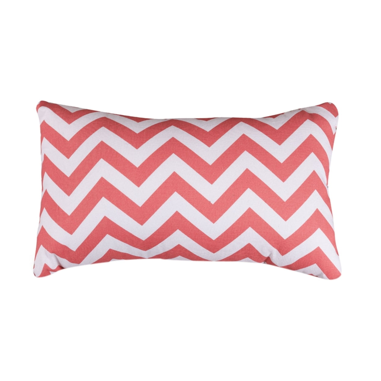 Coral and White Chevron Cotton Rectangular Throw Pillow