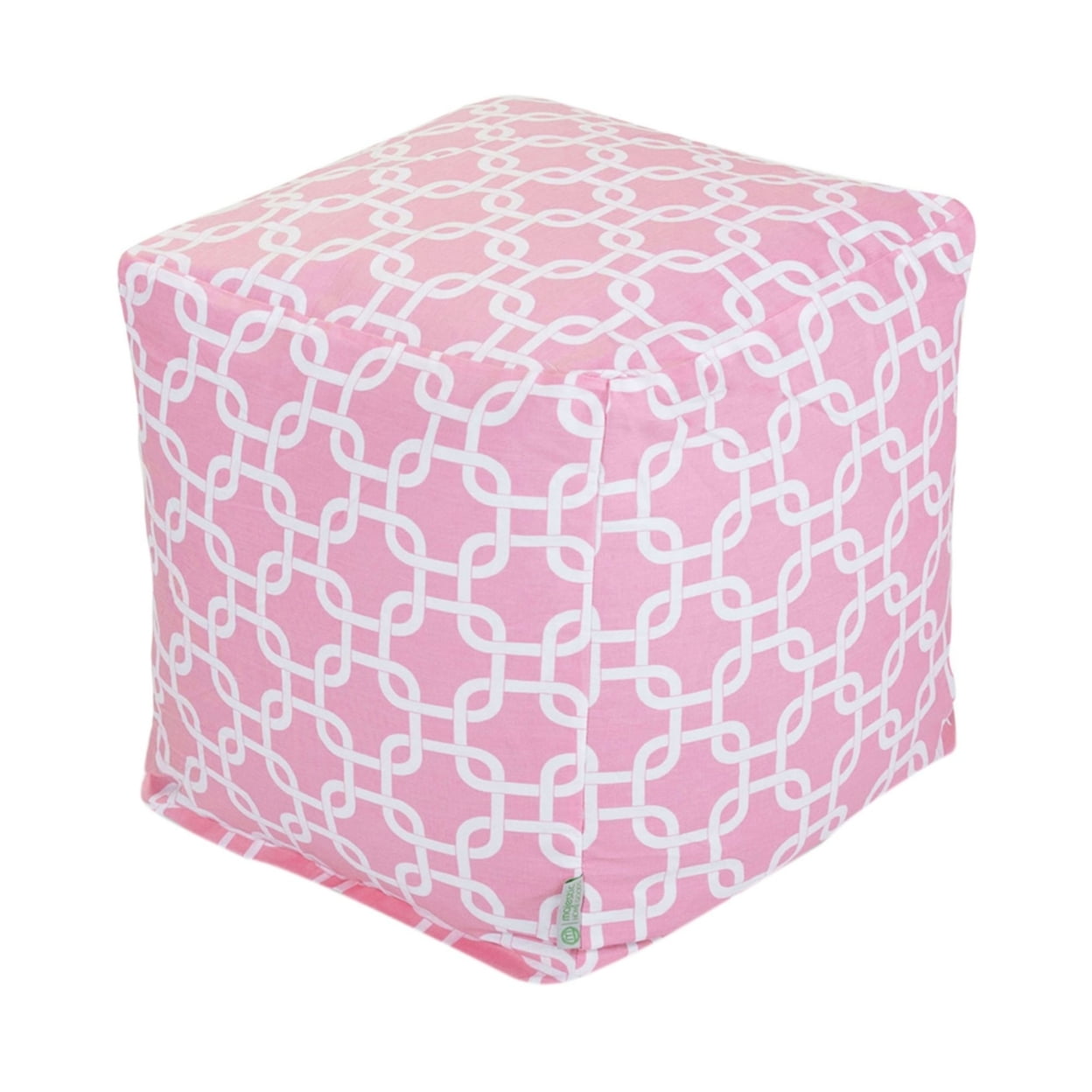 Soft Pink Cotton Cube Pouf with Eco-Friendly Polystyrene Beads