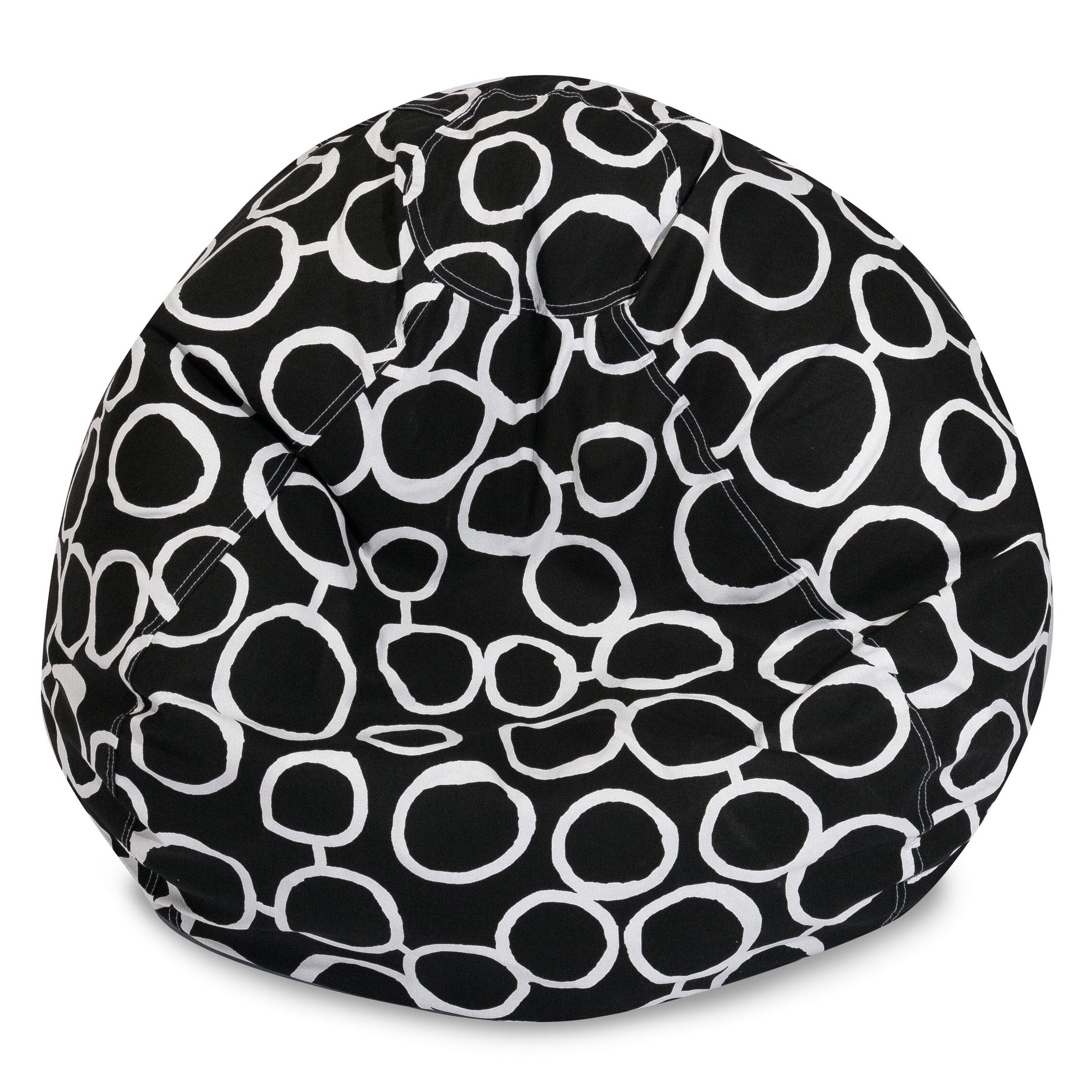 Small Black and White Cotton Bean Bag Chair with Removable Cover