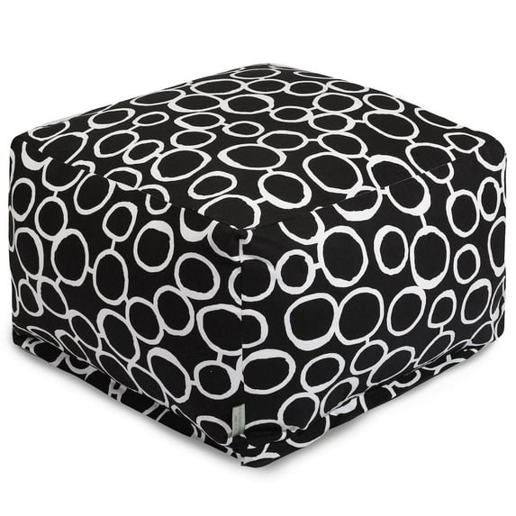 Majestic Home Goods Indoor Cotton Black Fusion Ottoman Pouf
