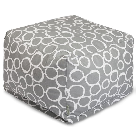 Majestic Home Goods Indoor Cotton Gray Fusion Ottoman Pouf