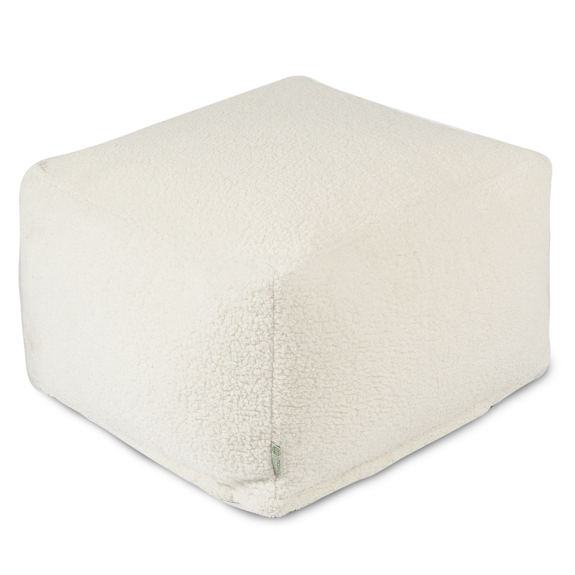 Cozy Cream Sherpa Round Pouf Ottoman with Waterproof Base
