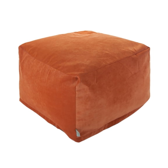 Majestic Home Goods Indoor Micro Velvet Orange Villa Ottoman Pouf
