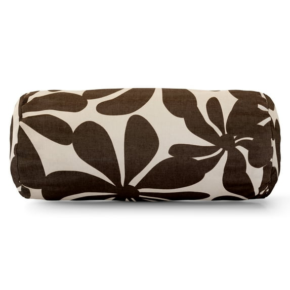 Majestic Home Goods Indoor Outdoor Chocolate Plantation Round Bolster Decorative Throw Pillow 18.5 in L x 8 in W x 8 in H