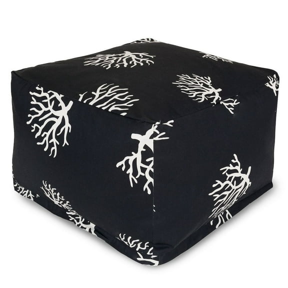Majestic Home Goods Ottoman Pouf Coral Black
