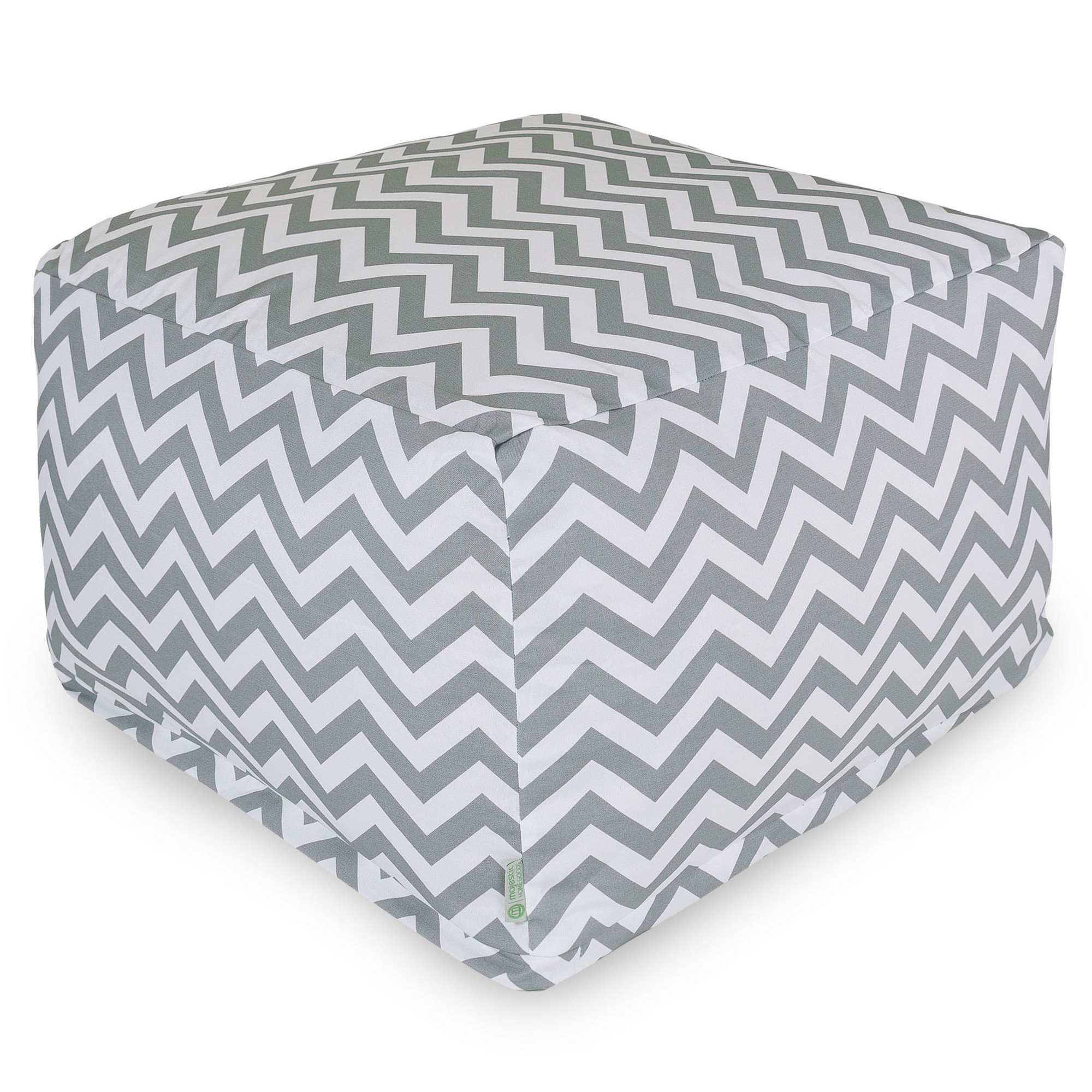 Majestic Home Goods Indoor Outdoor Treated Polyester Gray Chevron Ottoman Pouf - image 1 of 6