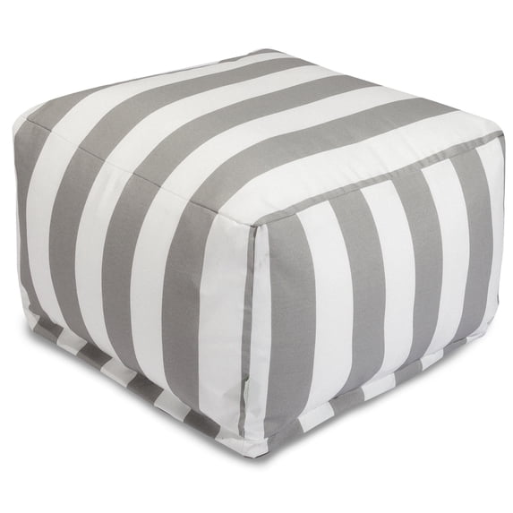 Majestic Home 85907237063 Vertical Stripe Gray Ottoman - 27 x 27 x 17 in.
