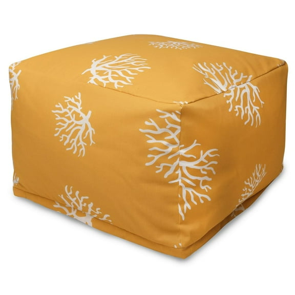Majestic Home Goods Ottoman Pouf Coral Yellow