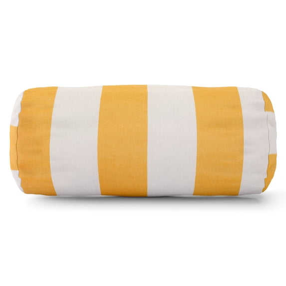 Majestic Home Goods Indoor Outdoor Yellow Vertical Stripe Round Bolster Decorative Throw Pillow 18.5 in L x 8 in W x 8 in H