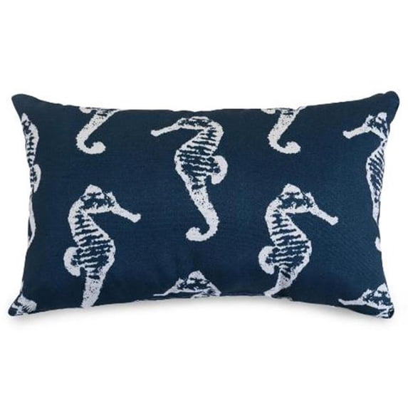 Majestic Home Navy Sea Horse Small Pillow