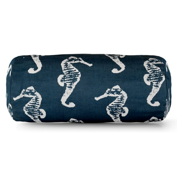 Majestic Home Goods Bolster Pillow Sea Horse Navy