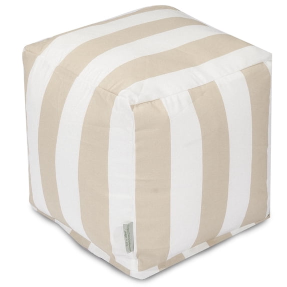 Majestic Home Goods Vertical Stripe Indoor / Outdoor Fabric Cube Pouf