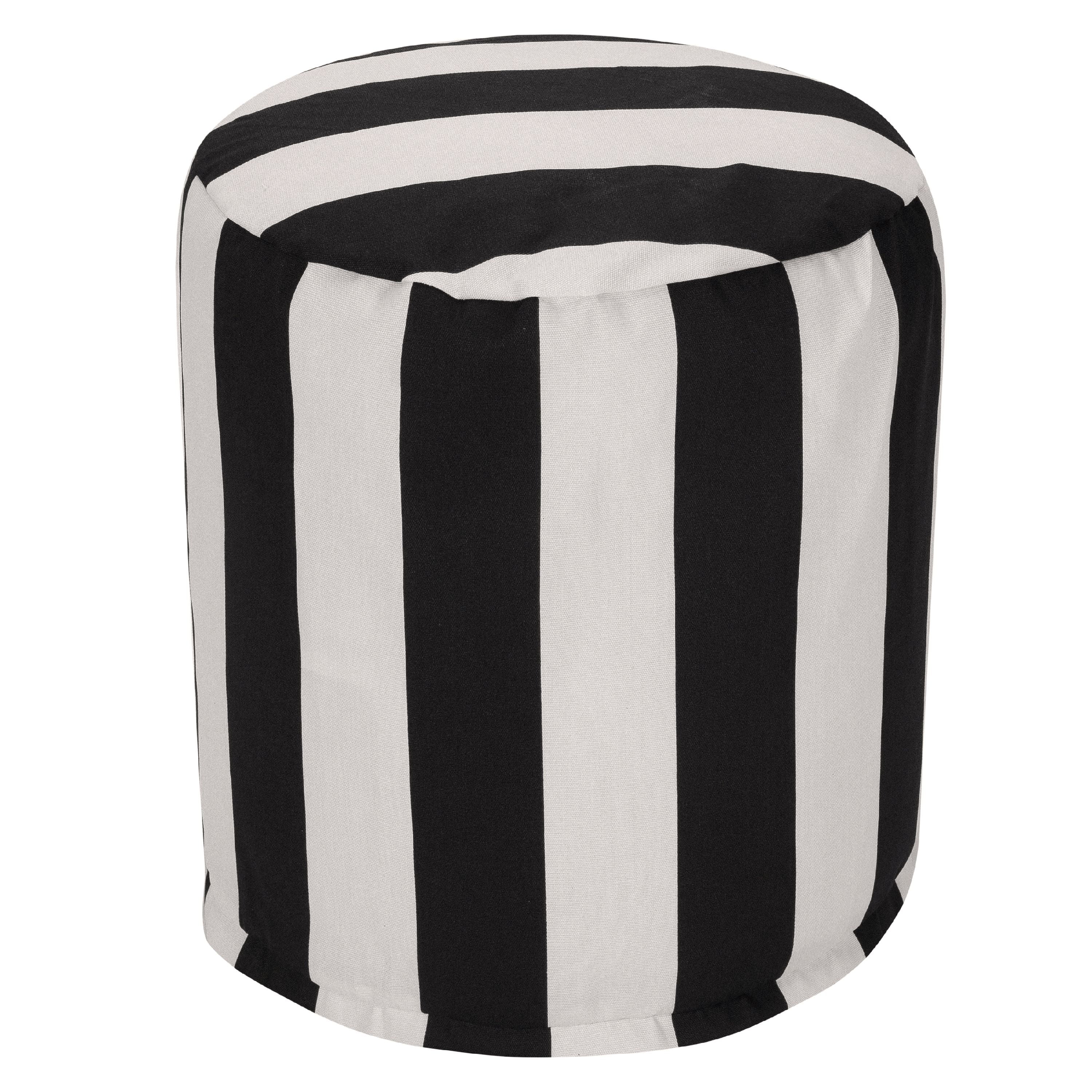 Majestic Home Goods Vertical Stripe Indoor Outdoor Ottoman Pouf
