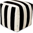 thumbnail image 1 of Majestic Home Goods Vertical Stripes Indoor/Outdoor Stuffed 17x17x17 Inches-Bean Bag Floor Foot Rest–Sitting Pouf Chair for Living Room–Nursery Pillow Ottoman, 17" x 17" x 17", Black/Cream, 1 of 9