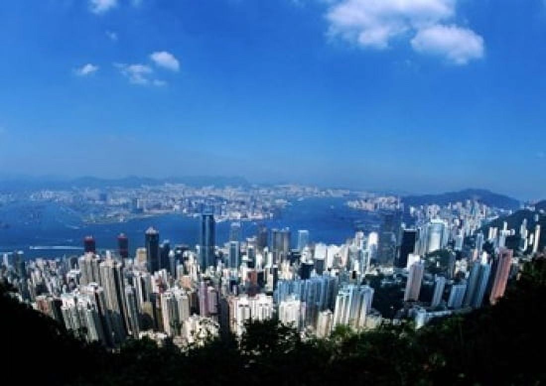 Majestic Hong Kong Harbor from Victoria Peak Hong Kong China Canvas Art - Bill Bachmann DanitaDelimont (36 x 24)