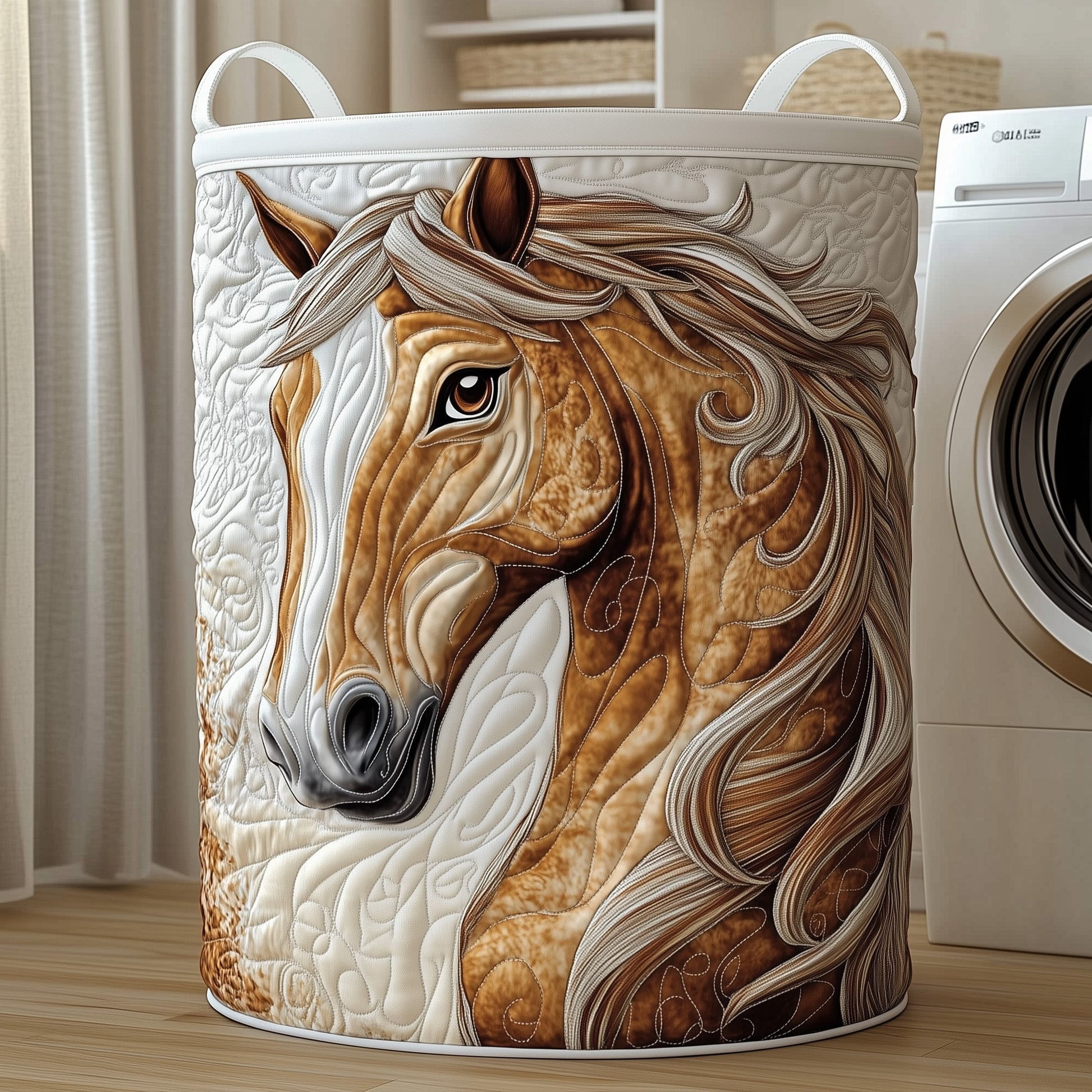 Majestic Horse Quilted Laundry Basket, Storage Bin Laundry Basket Fabric, House Storage Hamper, Mother Day's Gift Ideas