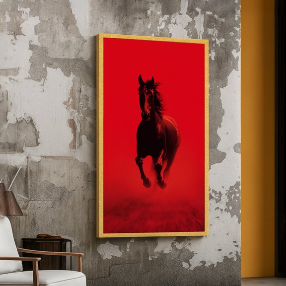 Majestic Horse Running Background Dynamic Equine Animal Poster , Poster Print Only