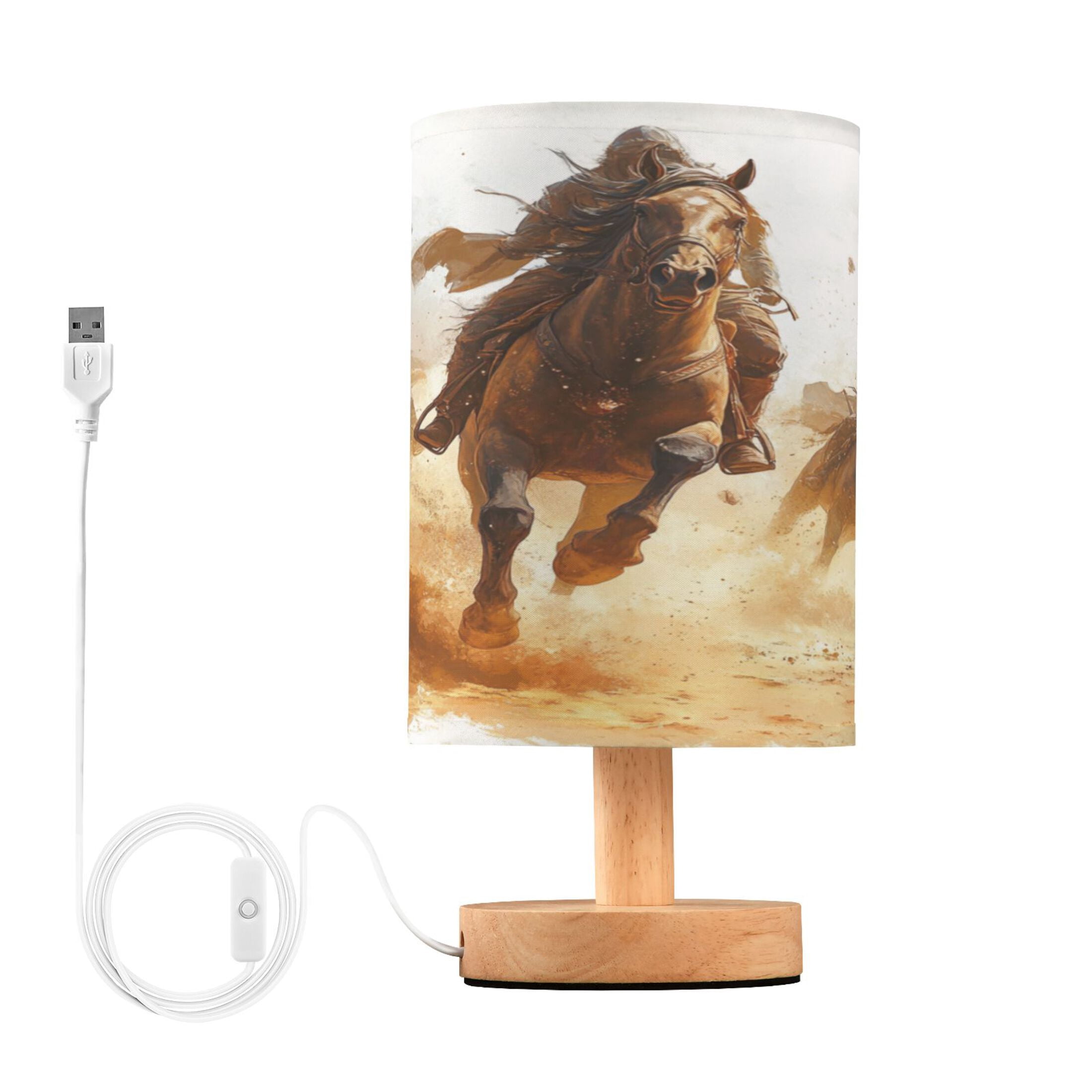 Majestic Horses Small Lamp Printed Gifts Table Lamp USB Bedside Desk ...