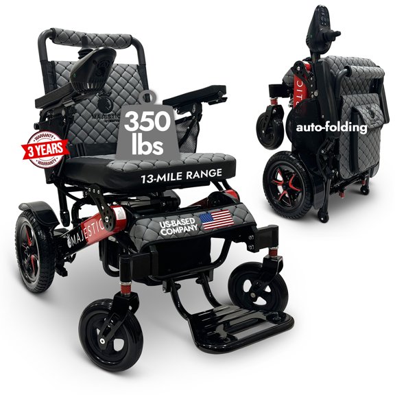 Majestic IQ-7000 Auto Folding Electric Wheelchairs for Adults, Lightweight Durable Wheelchair, 350 lbs Weight Capacity, Up to 13 Miles Range