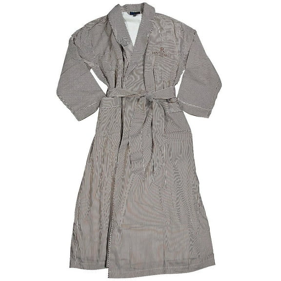 Majestic International - Mens Long Sleeve Striped Spa Robe 36676-onesize (Brown Stripe)