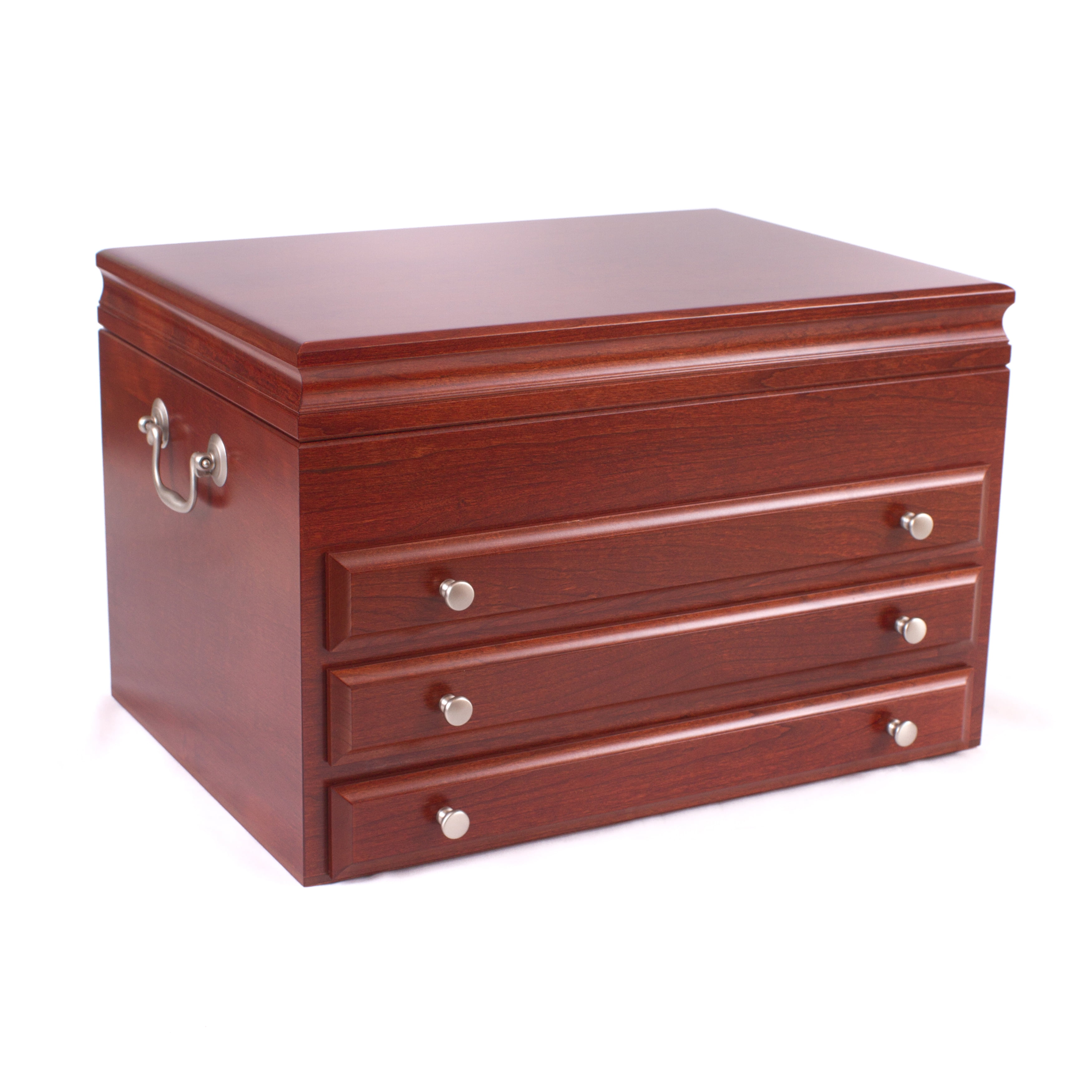 Majestic Cherry Finish 3-Drawer Wooden Jewelry Chest