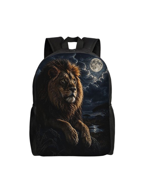 Majestic Lion Backpack Full Front Print Travel Laptop Bag for Men and Women